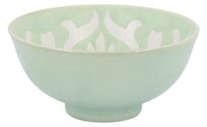 Zelená porcelánová miska s kvetmi vo vnútri Arés - Ø12*5,5 cm - Chic Antique