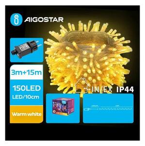 Aigostar - LED Vonkajší vianočný reťazec 150xLED/8 funkcií 18m IP44 teplá biela