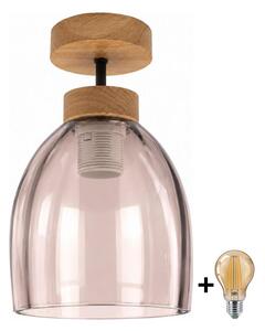 BRILAGI - LED Prisadený luster R GLASS 1xE27/60W/230V pr. 17cm dub/dymovo béžová