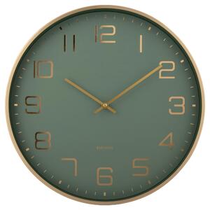 NÁSTENNÉ HODINY zlatá, svetlozelená 40/40/4,2 cm Karlsson - Hodiny, Online Only
