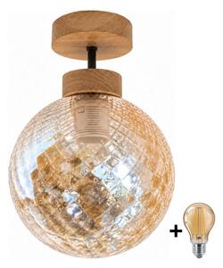 BRILAGI - LED Prísadený luster R GLASS 1xE27/60W/230V pr. 17cm dub/dymová béžová