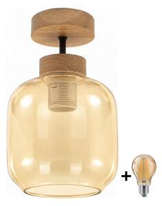 BRILAGI - LED Prisadený luster R GLASS 1xE27/60W/230V pr. 14cm dub/dymovo béžová