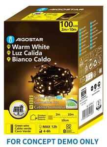 Aigostar - LED solárny vianočný reťazec 200xLED/8 funkcií 22m IP65 teplá biela 800mAh