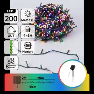 Aigostar - solárna LED vianočná reťaz 200xLED/8 funkcií 22m IP65 viacfarebná 800 mAh