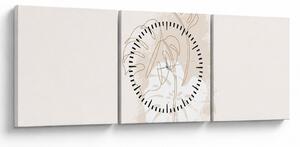Obraz - Line art monstera N⁰1 (s hodinami) (90x30 cm)