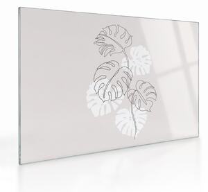 Sklenený obraz - Line art monstera N⁰3 (70x50 cm)