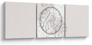 Obraz - Line art monstera N⁰3 (s hodinami) (90x30 cm)