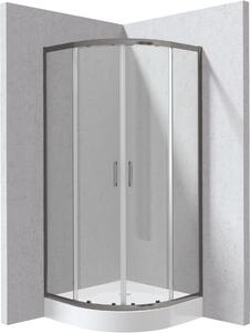 Deante Štvrťkruhový sprchovací kút Funkia Evo 80x80 cm - KYPZD088P, titán + sprchová vanička biela