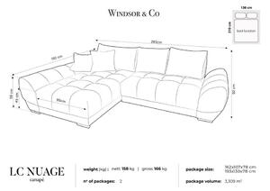 Tmavozelená rozkladacia rohová pohovka so zamatovým poťahom Windsor & Co Sofas Nuage, ľavý roh