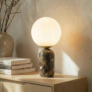 Stolová lampa Lindby Lennes x Eva Söllner, hnedá, mramor, Ø20cm, Hnedá / hrdzavá, Obývacia izba / jedáleň, Kameň, Moderný, Stojacie svietidlo