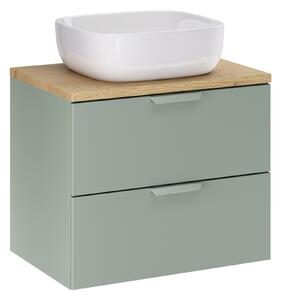 Comad Kúpeľňová skrinka s doskovým umývadlom Aster Green 60 zelená/dub cremona