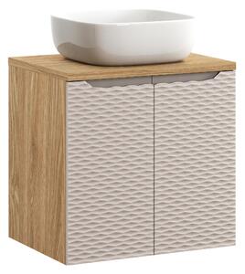 Comad Kúpeľňová skrinka s doskovým umývadlom Ocean Beige II. 60 béžová/dub olejovaný