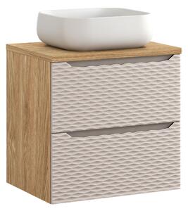 Comad Kúpeľňová skrinka s doskovým umývadlom Ocean Beige 60 béžová/dub olejovaný