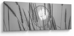 Obraz - Lúka pri západe slnka (s hodinami) (90x30 cm)