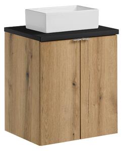 Comad Kúpeľňová skrinka s doskovým umývadlom set Nova Oak 50 dub coast evoke/čierna
