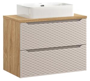Comad Kúpeľňová skrinka s doskovým umývadlom set Ocean Beige 80 béžová/dub olejovaný