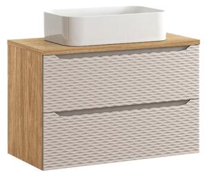 Comad Kúpeľňová skrinka s doskovým umývadlom set Ocean Beige 90 béžová/dub olejovaný