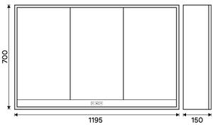 Nimco Zrkadlová skrinka s LED osvetlením po obvode 120 cm - GAC 10006VX-90, čierna