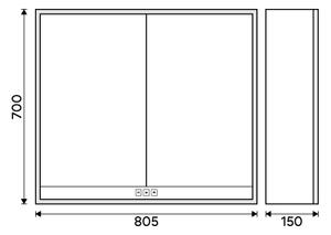 Nimco Zrkadlová skrinka s LED osvetlením po obvode 80 cm - GAB 10003VX-05, biela