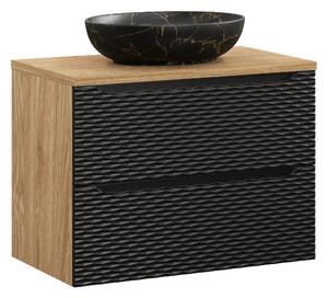 Comad Kúpeľňová skrinka s doskovým umývadlom set Ocean Beige 80 čierna/dub olejovaný