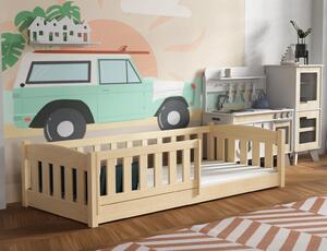 MAXMAX Detská Montessori posteľ z masívu borovice BEN - 200x90 cm - PRÍRODNÁ BOROVICA