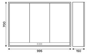 Nimco Zrkadlová skrinka s LED osvetlením po obvode 100 cm - GAB 10004VX-05, biela