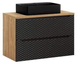 Comad Kúpeľňová skrinka s doskovým umývadlom set Ocean Beige 90 čierna/dub olejovaný