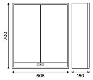 Nimco Zrkadlová skrinka s LED osvetlením po obvode 60 cm - GAC 10002VX-90, čierna