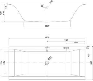 Cersanit Larga obdĺžniková vaňa slim 180x80 cm biela S301-306