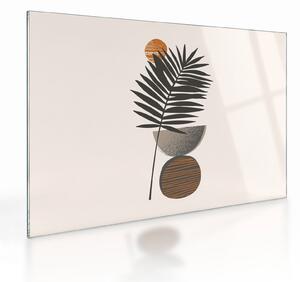 Sklenený obraz - Abstrakcia s palmovým listom (70x50 cm)