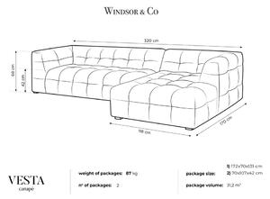 Béžová zamatová rohová pohovka Windsor & Co Sofas Vesta, pravý roh