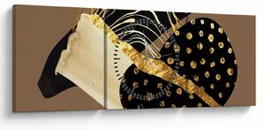 Obraz - Abstrakcia golden brown N⁰1 (s hodinami) (90x30 cm)