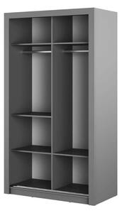 Šatníková skriňa s posuvnými dverami MELANY šedá + zrkadlá 120 x 215 x 60 cm