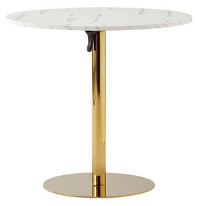 Jedálenský stôl 80 LAMANT (svetlý mramor + gold chróm + zlatá) (pre 2 osoby). Vlastná spoľahlivá doprava až k Vám domov. 1091476