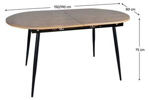 Jedálenský stôl 150 CAMERON (dub + čierna) (pre 6-8 osôb). Vlastná spoľahlivá doprava až k Vám domov. 1091474