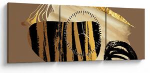 Obraz - Abstrakcia golden brown N⁰2 (s hodinami) (90x30 cm)