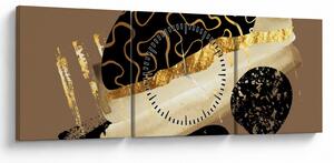 Obraz - Abstrakcia golden brown N⁰3 (s hodinami) (90x30 cm)