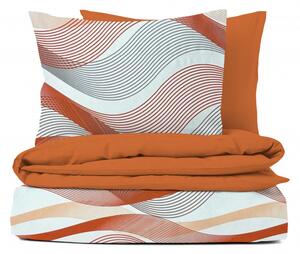 Ervi bavlnené obliečky DUO - pruhované vlny/oranžové