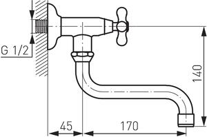 Ferro Retro umývadlový ventil nástenná chrómová Z40