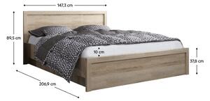 Manželská posteľ 140 JESS (dub sonoma) (s roštom a matracom). Vlastná spoľahlivá doprava až k Vám domov. 1091590