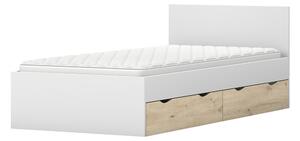 Jednolôžková posteľ 90x200 Joy - biela/dub artisan