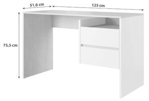 PÍSACÍ STÔL, biela, 125/51,6/75,5 cm P & B - Kancelárske stoly, Online Only