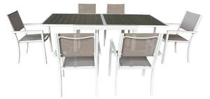 Rozkladací záhradný stôl DORIO (biela oceľ + sivá) (pre 4-8 osôb). Vlastná spoľahlivá doprava až k Vám domov. 1091738