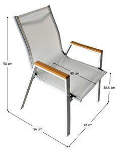 Záhradná stolička BANTO (biela oceľ + dub). Vlastná spoľahlivá doprava až k Vám domov. 1091725