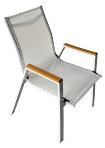 Záhradná stolička BONTO (biela oceľ + dub). Vlastná spoľahlivá doprava až k Vám domov. 1091725