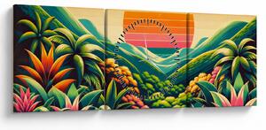 Obraz - Pestrofarebný západ slnka (s hodinami) (90x30 cm)
