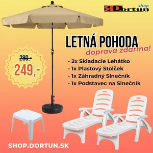 Dortun | Záhradný set s lehátkami, stolíkom a slnečníkom - Khaki