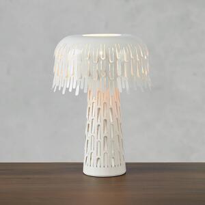 Stolová lampa Verbera, biela, výška 38 cm, kov, Biela / opálová, Obývacia izba / jedáleň, kov, Vintage, Stojacie svietidlo