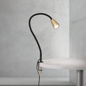 Stolová lampa Dotty, mosadzová farba, výška 65 cm, svorkové uchytenie, GU10, Mosadz / zlato, Obývacia izba / jedáleň, kov, Moderný, Lampa s klipom/do zásuvky
