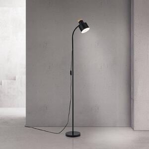Stojacia lampa Gili, čierna matná, oceľ, výška 150 cm, E27, Čierna, Obývacia izba / jedáleň, kov, Moderný, Stojaca lampa